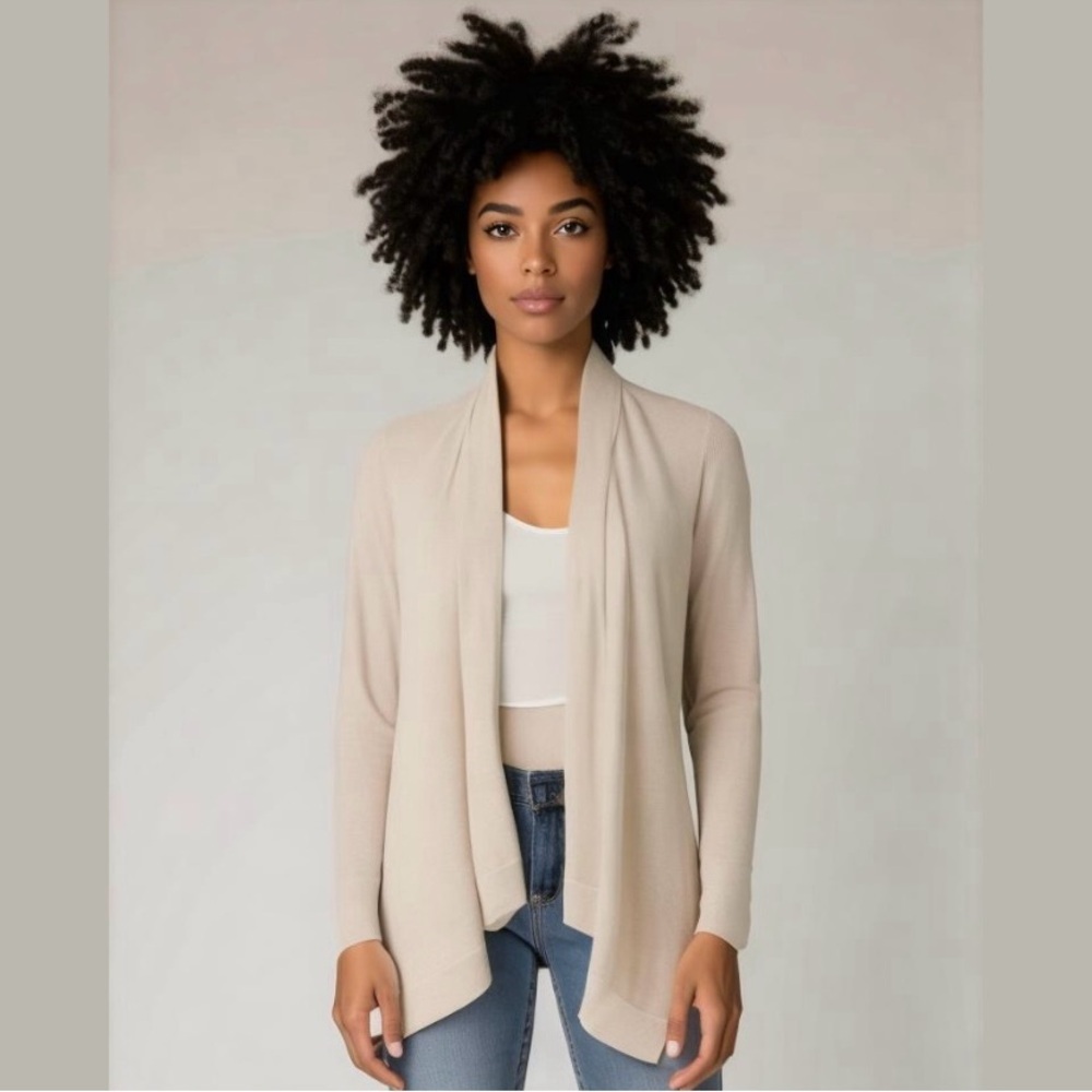 Theory Dioni Wool Cardigan Ivory Cream Neutral Minimalist - Picture 1 of 7